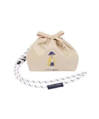 MOONBAT 【遮光率100％/UV100％/遮熱】POLO RALPH LAUREN(ポロ ラルフローレン)BEAR ポロベア ポーチ入り 無地 5段折りたたみ傘 晴雨兼用日傘 ベージュ