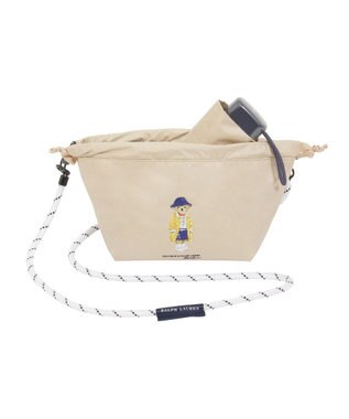 MOONBAT 【遮光率100％/UV100％/遮熱】POLO RALPH LAUREN(ポロ ラルフローレン)BEAR ポロベア ポーチ入り 無地 5段折りたたみ傘 晴雨兼用日傘 ベージュ