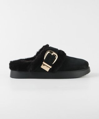 STEVE MADDEN COZY-UP ファーバックルサボ ブラック