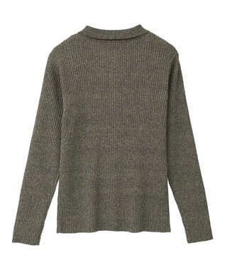 CRAFT STANDARD BOUTIQUE ミックスカラーポロ襟ニットカーディガン Gray