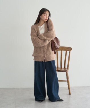 earth music&ecology 【予約】カラーミックスシャギーカーディガン モカ