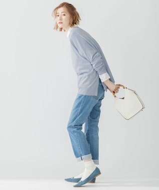 23区 【12色展開/新色追加】ウーステッドウール ビッグシルエット ニット [WEB限定]サックスブルー系