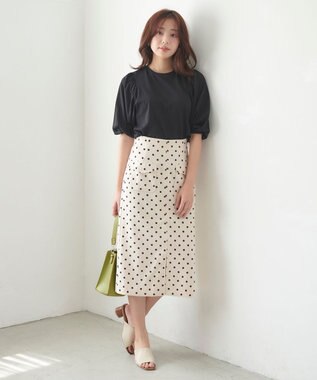 Feroux 【UVケア】バックリボンボリュームスリーブ Tシャツ ブラック系