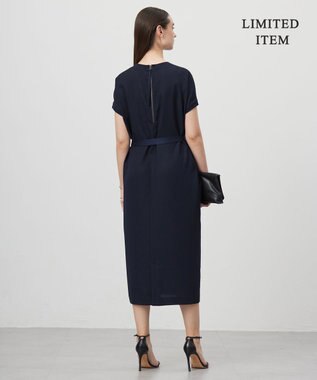 ICB L 【WEB限定・接触冷感・UVケア・速乾・防シワ・洗える】 FluidBackSatin  ワンピース ネイビー系