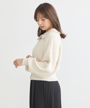 earth music&ecology ＢＩＧカラージップカーディガン Ivory