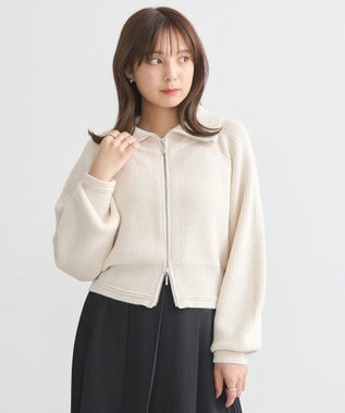 earth music&ecology ＢＩＧカラージップカーディガン Ivory