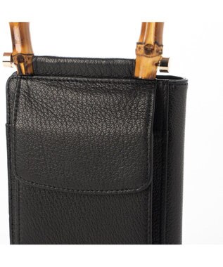 UNBILLION perche バンブーハンドルゴートモバイルウォレットショルダー ブラック