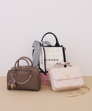 Maison de FLEUR スカーフ付きツイード2Wayバッグ Black