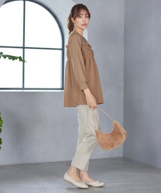 Tiaclasse ポンチ×ジャガードドッキングチュニック キャメル