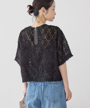 AMERICAN HOLIC フリンジジャガードブラウス Black