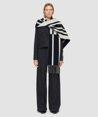 JOSEPH ウーヴンスカーフ　ストライプ Ivory/Black