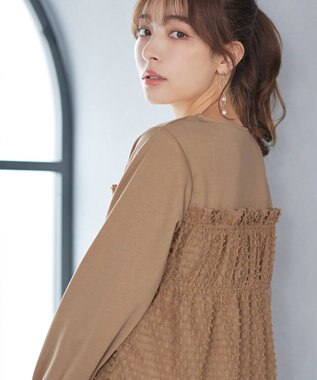 Tiaclasse ポンチ×ジャガードドッキングチュニック キャメル