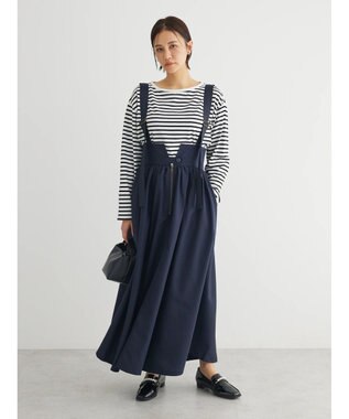 Green Parks ・Ｄｏｕｂｌｅ　Ｆｌａｇｓサスペンダーミリタリースカート Navy