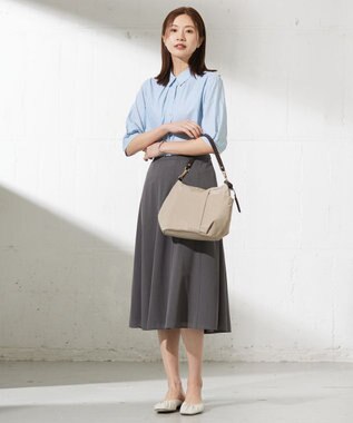 J.PRESS LADIES L 【洗える】シアートリコット フレアー スカート グレー系