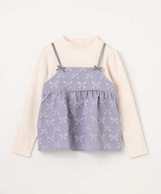 ANY KIDS 総柄リボンドッキングチュニック サックスブルー