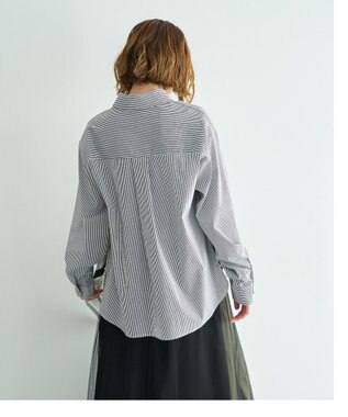 YECCA VECCA スカーフデザインアシメシャツ Stripe