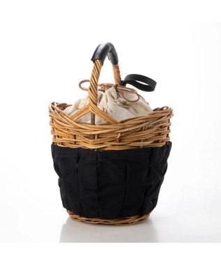 UNBILLION perche アラログ×タックキャンバス×姫路レザー付属カゴバッグ ブラック