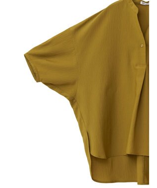 CRAFT STANDARD BOUTIQUE バンドカラーバックタック５分袖ブラウス Khaki