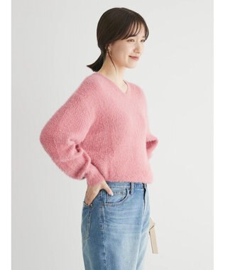 Green Parks フェザーＶネックニットプルオーバー Pink