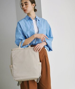 TOPKAPI 【Breath TOPKAPI】防水ナイロン レザーコンビ PC対応 トート リュック バックパック ペールベージュ