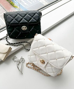 WEGO スタッズ付きキルティングショルダー ブラック