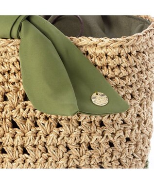 UNBILLION カシュカシュ cachecache / 下がりリボン切替編みトート グリーン