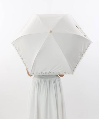 AURORA Beaurance （ビューランス）刺繍縁オーガンジー晴雨兼用傘（折りたたみ傘） クリーム