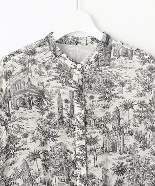 自由区 L 【洗える】ランドスケーププリント ワンピース モノトーン