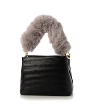 UNBILLION cachecache スパイラルエコファーハンドルスクエアミニショルダー ブラック