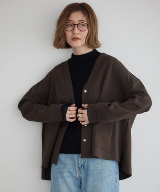 YECCA VECCA 金釦カットジョーゼットカーディガン Brown