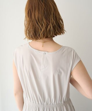 YECCA VECCA 【UVカット/接触冷感/遮熱】ギャザーロングワンピース Light Beige