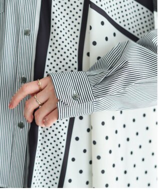 YECCA VECCA スカーフデザインアシメシャツ Stripe