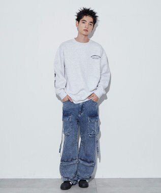 WEGO 【ユニセックス着用ITEM】ストレートラインロゴグラフィックプルオーバー アッシュグレー