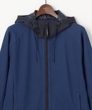 JOSEPH ABBOUD MOUNTAIN 【異素材コンビネーション】グリットワッフルアクティブパーカー ブルー系