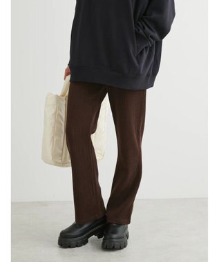 Green Parks リブ見えカットコールパンツ Brown