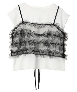 Green Parks ・ｓｗｉｎｇ　ｂｙ　ＳＥＴ２点チュールビスチェ＆フレンチＴ Off White