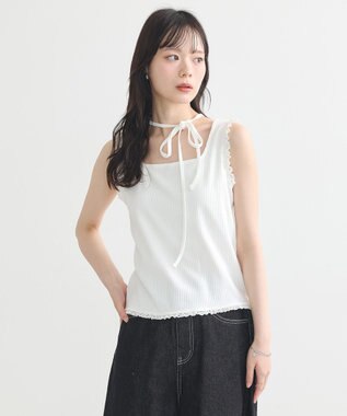 earth music&ecology マルチｗａｙネックホルターレースタンク Off White