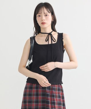 earth music&ecology マルチｗａｙネックホルターレースタンク Black