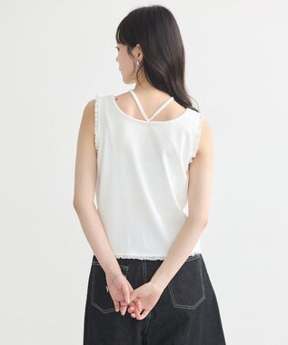 earth music&ecology マルチｗａｙネックホルターレースタンク Off White