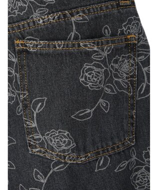 Green Parks ・Ｄｏｕｂｌｅ　Ｆｌａｇｓ　フラワー抜染ストレートデニム Black