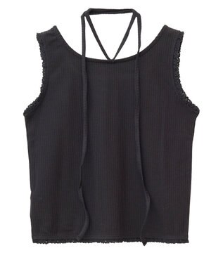 earth music&ecology マルチｗａｙネックホルターレースタンク Black