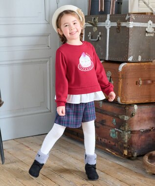 ANY KIDS 裏シャギーチェックショートパンツ グリーン系