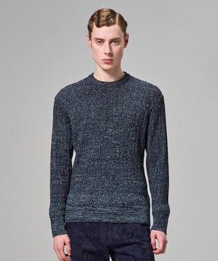 JOSEPH HOMME 【HIGH GRADE LINE】バルキーコットンノットリブ　クルーネックニット ブラック系