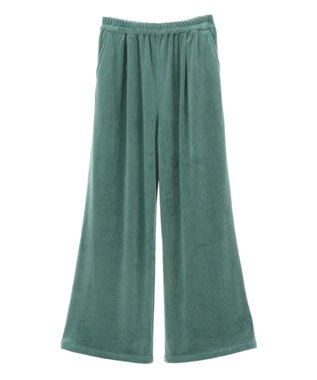 Green Parks ぽかぽか裏起毛ベロアイージーパンツ Sax