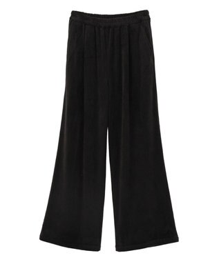 Green Parks ぽかぽか裏起毛ベロアイージーパンツ Black