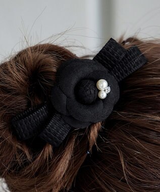 Tiaclasse 【安田美沙子さん着用・選べる2TYPE】ローズモチーフバレッタ ブラック×ブラックA