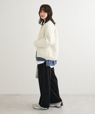 Green Parks ぽかぽか裏起毛ベロアイージーパンツ Black