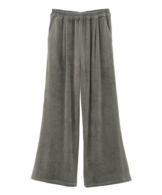 Green Parks ぽかぽか裏起毛ベロアイージーパンツ Charcoal Gray