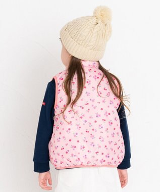 MIKI HOUSE HOT BISCUITS 【80-120cm】 裏ボアフリース リバーシブル総柄ベスト ピンク