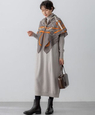 23区 【WEB&一部店舗限定】ウールカシミヤ デザイン ストール ダークブラウン系